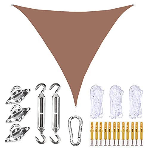 XANAYXWJ Sonnensegel mit Montagesatz, 3 x 3 x 4,3 m, wasserdichtes Sonnenschutz-Dreieck-Markisendach, 90% UV-Block, Oxford-Stoff-Sonnensegel für Garten, Terrasse, Pool, 14 von XANAYXWJ