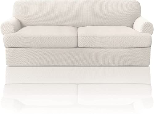 XANAYXWJ Stretch-Couch-Schonbezüge für T-Kissen-Sofas, 3-teilig, weiche Sofa-Schonbezüge mit 2 einzelnen T-Kissen-Sitzbezügen von XANAYXWJ