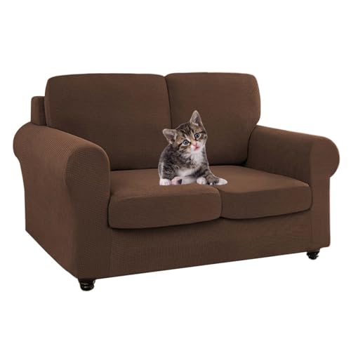 XANAYXWJ Stretch-Couch-Schonbezug mit Sitzkissen und Rückenlehnenbezügen, stilvoller Sofabezug für Love Seat (braun) von XANAYXWJ