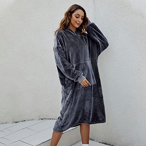 XANAYXWJ Übergroße Hoodie-Decke, tragbare Decke mit Ärmeln, weiche Sherpa-Fleece-Kuscheldecke, Kapuzenpullover für Erwachsene, gemütliche warme Überwurfdecke, Sweatshirt-Robe für Damen, Herren, von XANAYXWJ