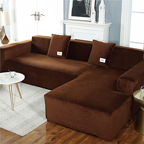 XANAYXWJ Weiche Samt -L -Form -Sofa -Abdeckung mit hoher dehnbarer wasserdichte Armlehne und gleastischer Bodenecke Couch Deckung für Haustiere und Kinder. von XANAYXWJ