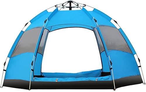 XANAYXWJ Zelt, automatisch öffnendes Pop-up-Zelt, Outdoor-Campingzelt, doppellagig, tragbar, leicht, Rucksackzelt, Sonnenschutz, Strandzelt (blau, 3–5 Personen), wunderschöne Landschaft von XANAYXWJ