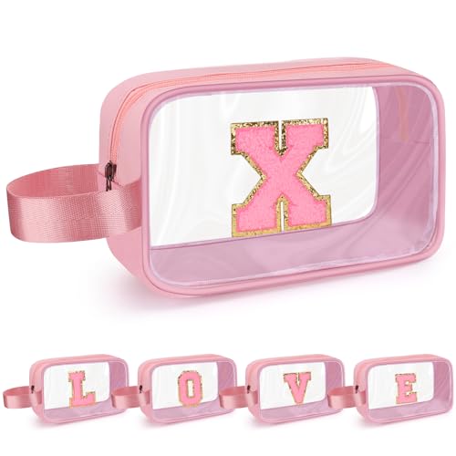 XANGNIER Make-up-Tasche, Reise-Kulturbeutel, klein, transparent, Make-up-Tasche, adrette Kosmetiktasche, X, Pink, X von XANGNIER