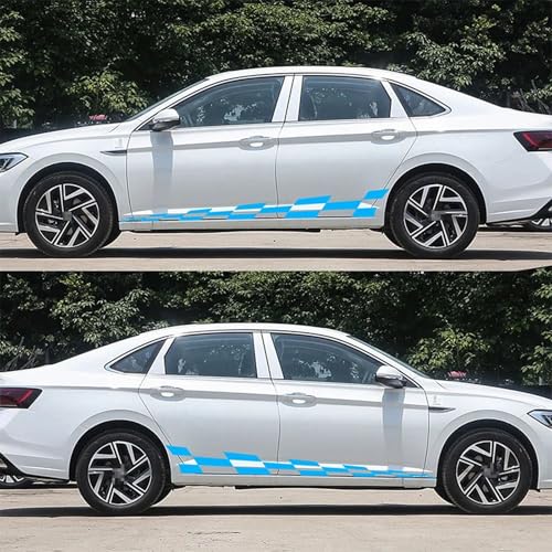 XBQAEWOK 2 Stück Karierte Grafik Auto Tür Seitenschweller Aufkleber, passend für Toyota GR86 Racing Sport Auto Body Stripe Kits Vinyl Aufkleber Zubehör von XBQAEWOK