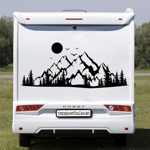 XBQAEWOK Berg mit Bäumen Vögel Camping Wohnmobil Auto Aufkleber Natur Abenteuer Landschaft LKW Aufkleber Stoßstange Wohnmobil Wohnwagen von XBQAEWOK