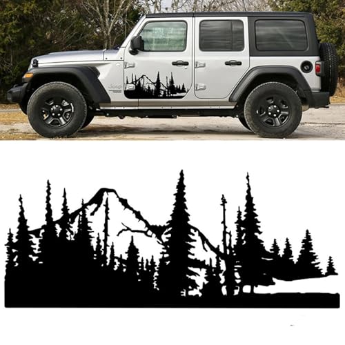 XBQAEWOK Cartoon Mountain Baum Wald Auto LKW Karosserie Seite Tür Aufkleber Aufkleber, passend für Jeep 4x4 Offroad Vinyl Dekor von XBQAEWOK