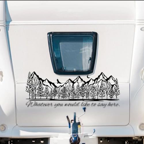 XBQAEWOK Gebirge Baum Vogel Camper Wohnmobil LKW Aufkleber Aufkleber Wohnmobil Wohnwagen Auto Fenster Körper Seite Inspirierendes Zitat Vinyl von XBQAEWOK