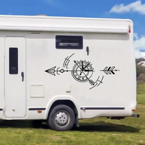 XBQAEWOK Große Kompass Rose Pfeil LKW Auto Aufkleber Aufkleber Abenteuer Reisen Camping Wohnmobil Wohnwagen Wohnmobil Auto Fahrzeug Vinyl Dekor von XBQAEWOK