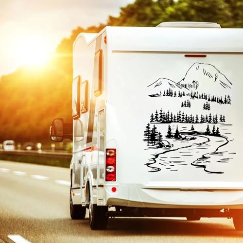 XBQAEWOK Große Natur Wald Berg Anhänger Camper Wohnmobil Wohnmobil Auto Aufkleber Aufkleber Reise Abenteuer Wohnmobil Wohnwagen Auto Fahrzeug Vinyl Dekor von XBQAEWOK