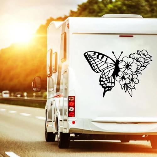 XBQAEWOK Große Schmetterling Blume Tier Kapuze Auto Aufkleber Aufkleber Stoßstange Camping Wohnmobil Van Wohnwagen LKW Karosserie Seite Vinyl Dekor von XBQAEWOK