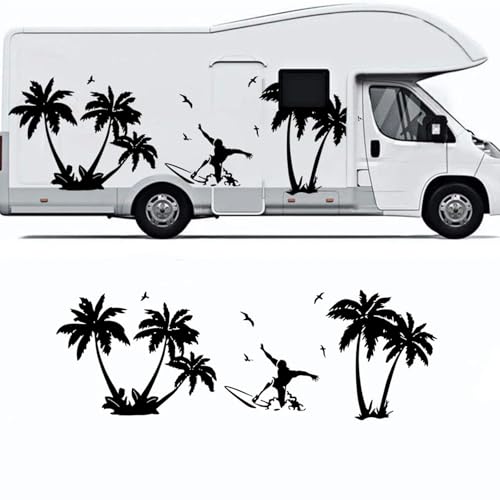 XBQAEWOK Große Surfer Palme Vogel Camper Wohnmobil LKW Auto Aufkleber Aufkleber Sommer Strand Wohnmobil Wohnwagen Camping Vinyl Dekor von XBQAEWOK