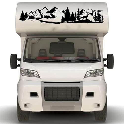 XBQAEWOK Großer Bergbaum Wald Mond Camper Wohnmobil Wohnmobil Auto Aufkleber Aufkleber Wohnwagen Van Wohnmobil Van Leben Vinyl Dekor von XBQAEWOK