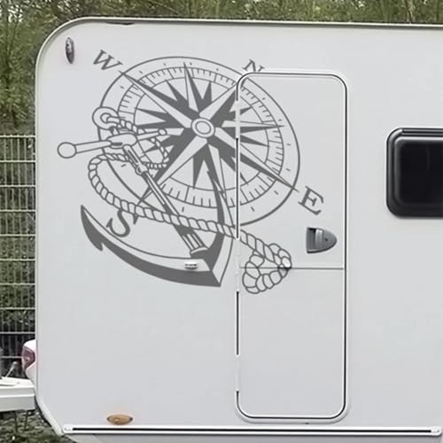 XBQAEWOK Großer Kompass Anker Camping Wohnmobil Auto LKW Aufkleber Aufkleber Wohnwagen Wohnmobil Auto Fahrzeug Motorhaube Vinyl Dekor von XBQAEWOK