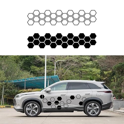 XBQAEWOK Karosserie DIY Aufkleber Vinyl Auto Seite Körper Hexagon Aufkleber, passend für Universal Auto Auto PVC Honeycomb Graphics Aufkleber von XBQAEWOK