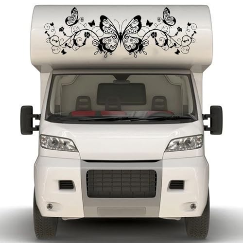 XBQAEWOK Lange horizontale Schmetterling und Blume Auto Aufkleber Windschutzscheibe Camping Wohnmobil Wohnwagen Pickup LKW Heckklappe Aufkleber Vinyl Dekor von XBQAEWOK