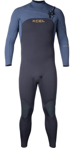 XCEL Herren Neoprenanzug Comp + 4/3 mm Brust-Reißverschluss, Schwarz/Blau von XCEL