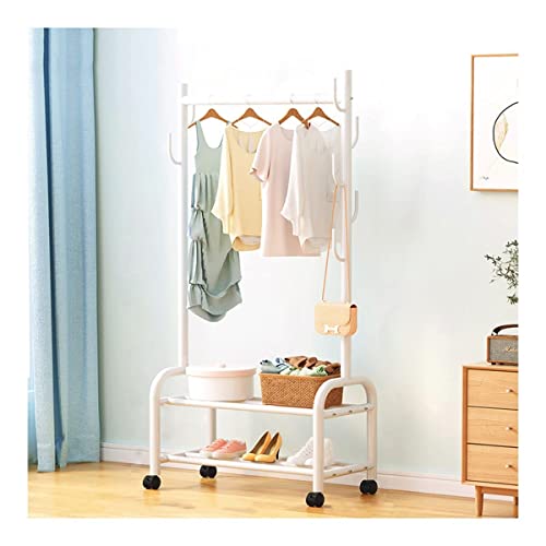 XCGVNCX 3-in-1-Rollkleiderständer, Kleiderständer zum Aufhängen von Kleidung, tragbarer Kleiderbügel mit Rädern für die Wäsche im Wohnzimmer/Weiß/120 cm (Weiß 120 cm) Safehappy von XCGVNCX