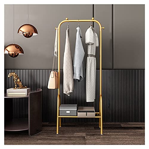 XCGVNCX Einzelne ordentliche Kleiderstangen, tragbarer Kleiderständer, Wäscheständer aus Metall mit unterem Lagerregal für Flur und Schlafzimmer/Gold/150 cm (Gold 60 cm) Safehappy von XCGVNCX