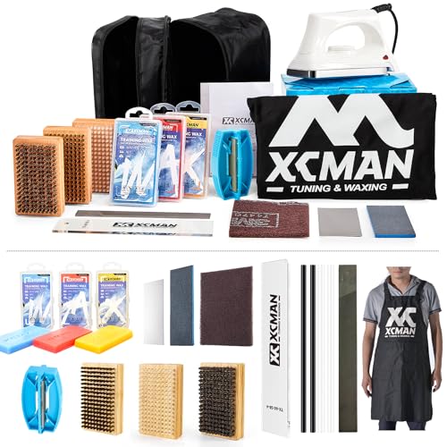 XCMAN Complete Ski Snowboard Tuning and Waxing Kit with Waxing Iron,Ski Training Wax,Edge Tuner,Ptex,Ski Waxing Brush,Waxing Scraper von XCMAN