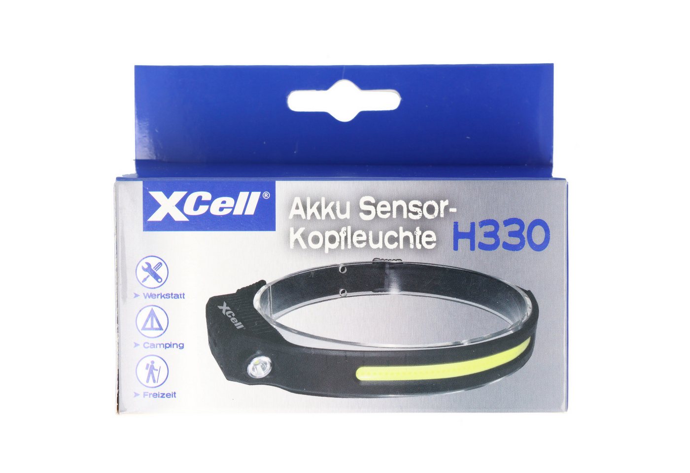 XCell LED Stirnlampe Stirnleuchte H330 Sensor-Kopfleuchte mit integriertem Akku, zwei Lich von XCell