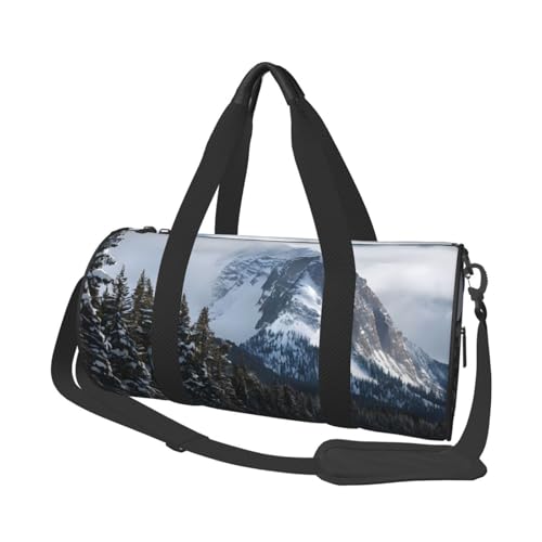 Canadian Smokey Mountain Cliff Reisetasche und Sporttasche, Ringförmige Griffe an der Oberseite, Wochenendhandtaschen und runde Gepäcktaschen, können sowohl von Männern als auch von Frauen verwendet von XDCYWBZDBC