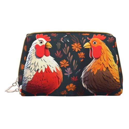 Kleine Kosmetiktasche mit niedlichem Hahn-Huhn, tragbare Reise-Kulturtasche, Leder-Kosmetiktasche, Aufbewahrungsbox, niedlicher Joker-Reißverschluss, weibliche Kosmetiktasche, von XDCYWBZDBC