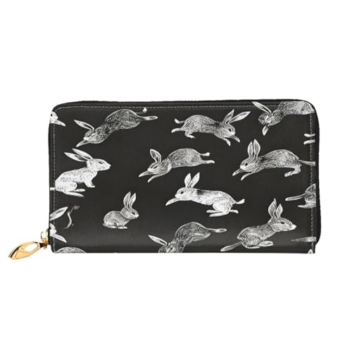 XDCYWBZDBC Bunny Rabbit Damen-Geldbörse, lang, Reisebrieftasche, Kreditkartenhalter, große Kapazität, Reißverschluss, Visitenkartenhalter, modische Notizmappe, Schwarz , Einheitsgröße, Casual von XDCYWBZDBC