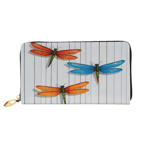 XDCYWBZDBC Dragonfly Fence Damen-Geldbörse, lange Geldbörse, Reisebrieftasche, Kreditkartenhalter, große Kapazität, Reißverschluss, Visitenkartenhalter, modische Notizmappe, Schwarz , Einheitsgröße, von XDCYWBZDBC