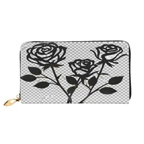 XDCYWBZDBC Metal Rose Damen-Geldbörse, lang, Reisebrieftasche, Kreditkartenhalter, große Kapazität, Reißverschluss, Visitenkartenhalter, modische Notizmappe, Schwarz , Einheitsgröße, Casual von XDCYWBZDBC