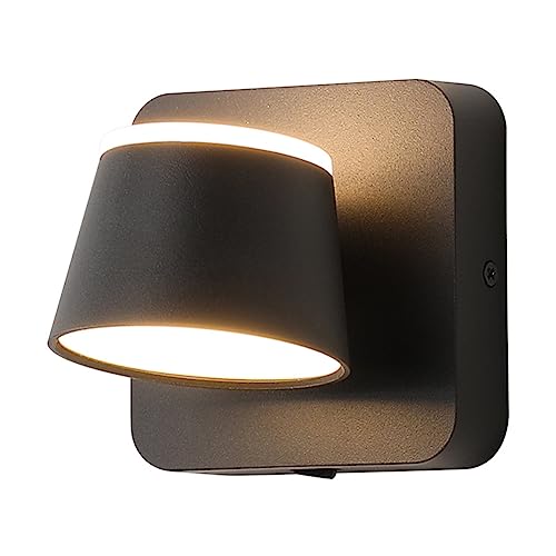 XDPLNE Wandleuchte Innen LED 6W 3000K Warmweiß Moderne 350° drehbare Wandleuchte aus Aluminium Dekorative Wandleuchte Lampe für Wohnzimmer Schlafzimmer Flur Korridor Treppe Flur, Schwarz von XDPLNE