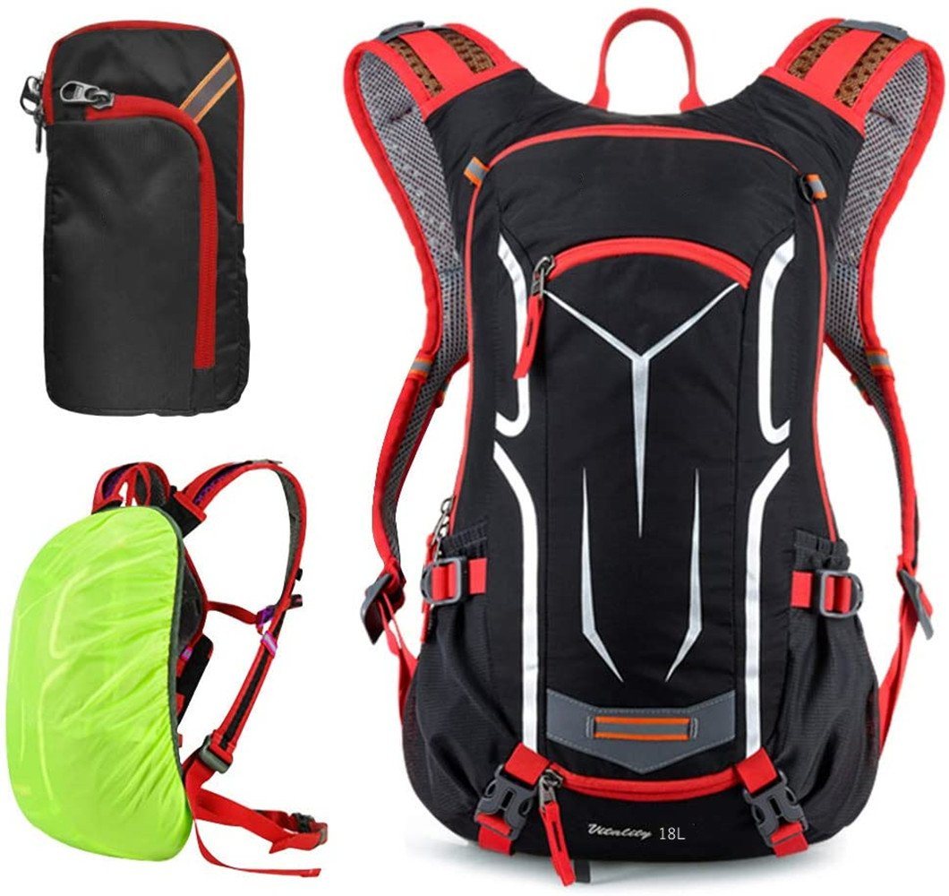 XDeer Fahrradrucksack 18L Ultraleicht Sportrucksack mit Regenschutz und Helmabdeckung, Wasserdichter,Multifunktionaler Fahrradrucksack Trinkrucksack von XDeer