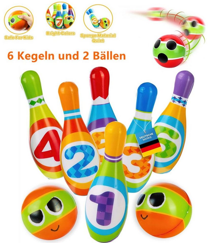 XDeer Lernspielzeug Kegelspiel für Kinder,Pädagogisches Bowlingset,Montessori Spiele, Outdoorspielzeug,Präfektes Spielzeug für drinnen und draußen von XDeer