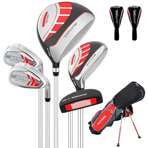 XDriveMax 6 Teilige Komplettes Golfschläger Set, Golf Set Inklusive Stand Bag, 1# Drive, 5# Hybrid, 6/7#, 9/P# Eisen und Putter Rechtshänder von XDriveMax