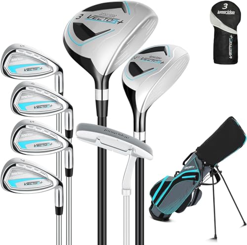 XDriveMax Komplettes Damen Golfschläger Set,8 Teilige Golf Set rechtshändig,Inklusive Stand Bag mit Regenhaube,3# Fairway Wood mit Head Covers, 5# Hybrid, 5#, 7#, 9# S# Eisen und Putter XDriveMax Komplettes Damen Golfschläger Set,8 Teilige Golf Set rechtshändig,Inklusive Stand Bag mit Regenhaube,3# Fairway Wood mit Head Covers, 5# Hybrid, 5#, 7#, 9# S# Eisen und Putter von XDriveMax