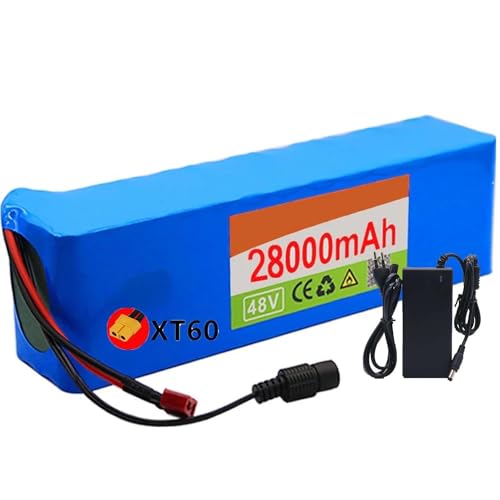 Ebike 48V 28Ah 10S4P Akku Lithium-Ionen-Akku für Elektroroller mit Ladegerät 54.6V2A für Elektroroller für Elektrofahrrad T Mit Ladegerät+BMS Board XT60 Plug,48V 28Ah von XELLOM