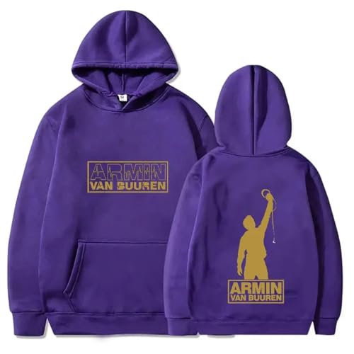 XFICSD Hoodie Armin Van Buuren Sweatshirt Modischer Cartoon-Print-Pullover, Lässiges, Lockeres Langarm-Oberteil Für Damen Und Herren-Jacke In Übergröße-Purple||M von XFICSD