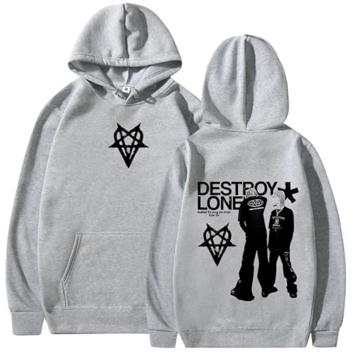 XFICSD Hoodie Destroy Lonely Sweatshirt Herren Einfaches Und Bequemes Langarm-Oberteil, Damen-Cartoon-Print Lässiges Kapuzen-Sweatshirt-Grey||XS XFICSD Hoodie Destroy Lonely Sweatshirt Herren Einfaches Und Bequemes Langarm-Oberteil, Damen-Cartoon-Print Lässiges Kapuzen-Sweatshirt-Grey||XS von XFICSD