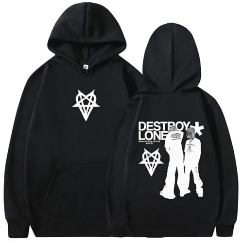 XFICSD Hoodie Destroy Lonely Sweatshirt Herren Einfaches Und Bequemes Langarm-Oberteil, Damen-Cartoon-Print Lässiges Kapuzen-Sweatshirt-Grey||XS XFICSD Hoodie Destroy Lonely Sweatshirt Herren Einfaches Und Bequemes Langarm-Oberteil, Damen-Cartoon-Print Lässiges Kapuzen-Sweatshirt-Grey||XS von XFICSD