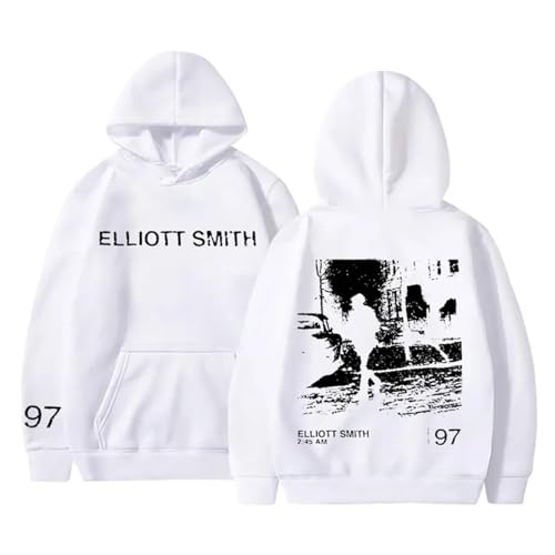 XFICSD Hoodie Elliott Smith Sweatshirt Für Männer Und Frauen, Bequemes Lockeres Sweatshirt, Modische Langarmjacke, Cartoon-Print-Kapuzenpullover-Black||XS von XFICSD