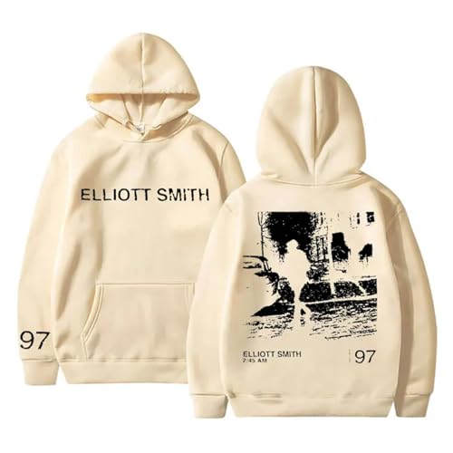 XFICSD Hoodie Elliott Smith Sweatshirt Für Männer Und Frauen, Bequemes Lockeres Sweatshirt, Modische Langarmjacke, Cartoon-Print-Kapuzenpullover-Black||XS von XFICSD