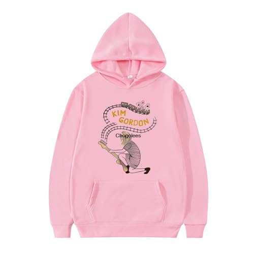 XFICSD Hoodie Kim Gordon Sweatshirt Damen Bequemer Cartoon-Print-Pullover, Herren Lässige Langarmjacke Loses Kapuzen-Sweatshirt-Pink||XS von XFICSD