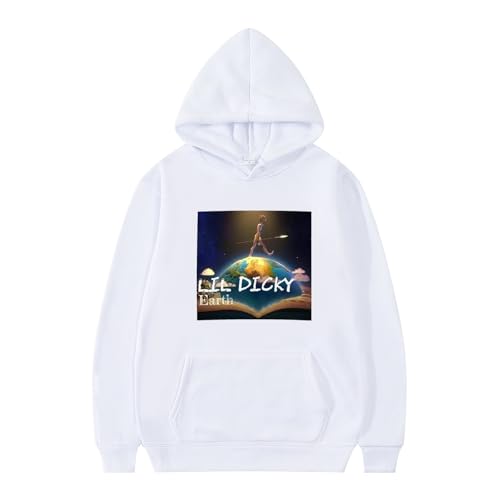 XFICSD Hoodie Lil Dicky Sweatshirt Herren Bequemes, Lockeres Kapuzenoberteil, Damen Lässiges Cartoon-Druck-Sweatshirt Modejacke Langarm-White||XS von XFICSD