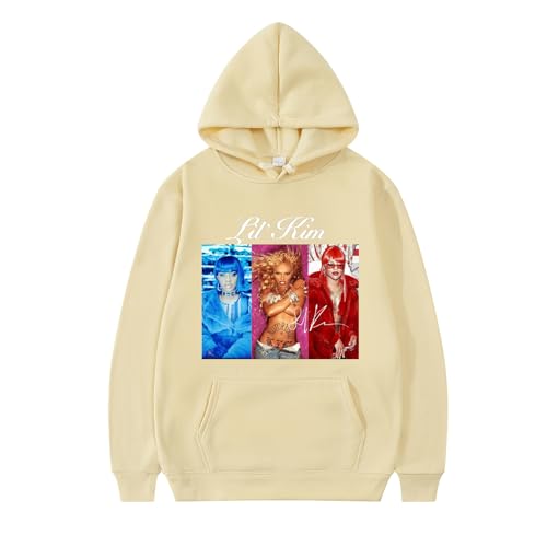 XFICSD Hoodie Lil Kim Sweatshirt Pullover Stilvolles Und Bequemes Sweatshirt, Lockere Jacke Für Männer Und Frauen Cartoon-Druck Langarm-Oberteil-Pink||XS von XFICSD