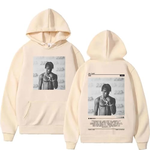 XFICSD Hoodie Lil Tjay Sweatshirt, Modisches Freizeitoberteil, Bequeme Und Lockere Kapuzenjacke Für Damen Und Herren, Sweatshirt Mit Cartoon-Print-Grey||XS von XFICSD