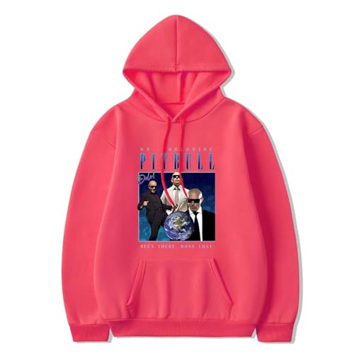 XFICSD Hoodie Mr.Worldwide Sweatshirt Modische Lockere Sportbekleidung, Freizeitjacke Für Männer Und Frauen, Cartoon-Druck, Langärmeliges Oberteil-Pink||XS von XFICSD