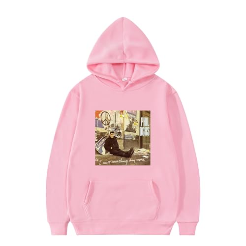 XFICSD Kapuzenpulli Phil Ochs Sweatshirt Mode Lässige Herren Jacke, Damen Cartoon Print Langarm Top Einfaches Loses Sweatshirt-Pink||XS von XFICSD