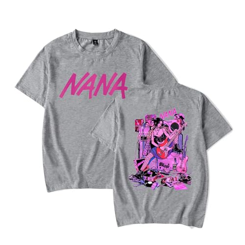 XFICSD Kurzarm Nana Osaki Shirt Mode Lässig Bequemer Rundhalsausschnitt Top,Nana Einfache Lose T-Shirt Cartoon Gedruckt Kurze Ärmel-Pink||XS von XFICSD