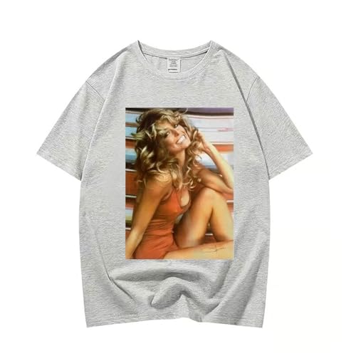 XFICSD Kurzarm-Oberteil Von Farrah Fawcett, Bequemes, Lässiges T-Shirt Mit Rundhalsausschnitt, Lockeres Oberteil Mit Cartoon-Druck Für Männer Und Frauen-Pink||XS von XFICSD