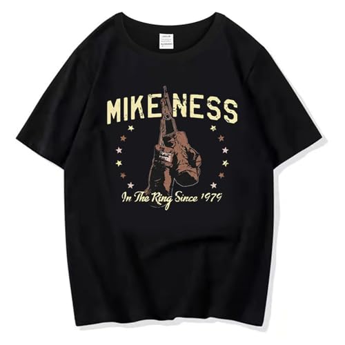 XFICSD Kurzarmhemd Von Mike Ness, Modisches Lässiges Herren-Oberteil Mit Rundhalsausschnitt, Damen-T-Shirt Mit Cartoon-Print, Einfaches, Lockeres Hemd-Black||XS von XFICSD