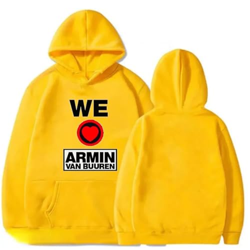 XFICSD Pullover Armin Van Buuren Sweatshirt Damenmode Hoodie, Cartoon-Druckmuster Jacke Langarm Herren Loose Casual Top-White||XS von XFICSD